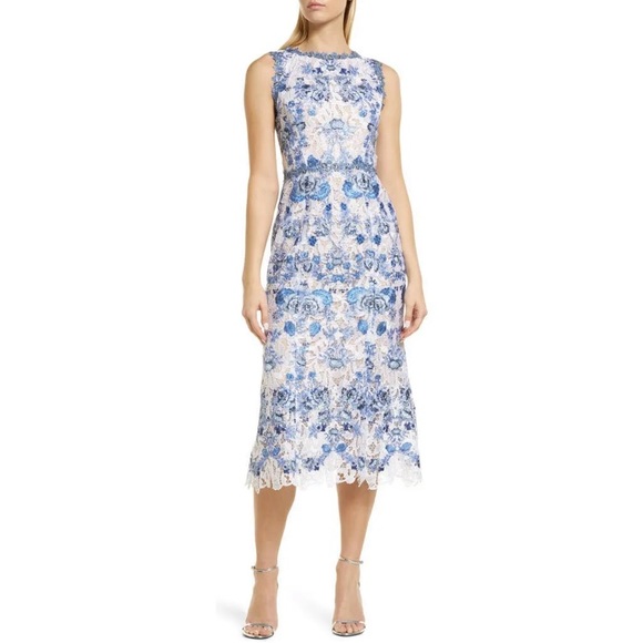 ⚡️Marchesa Notte Rose Lace Sheath Dress sz 2 - Picture 4 of 10